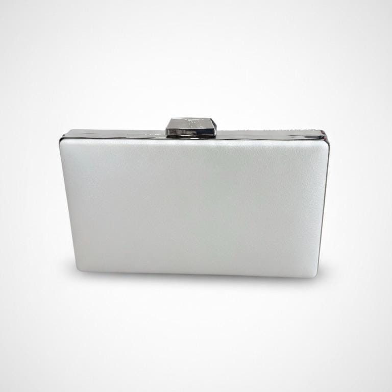 Pearl Crystal Bridal Clutch, Beaded Metal Box Wedding Purse