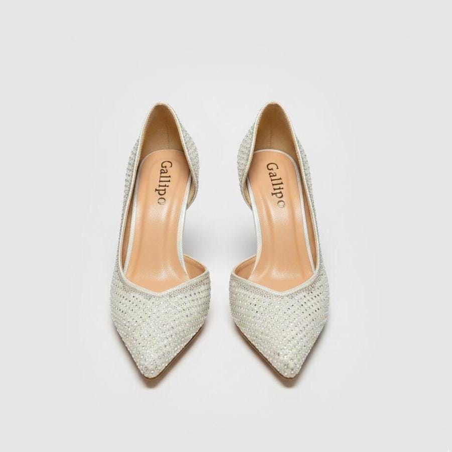 Pearl Crystal Embellished Stiletto Bridal Shoes, Kitten Heels, Wedding Pumps