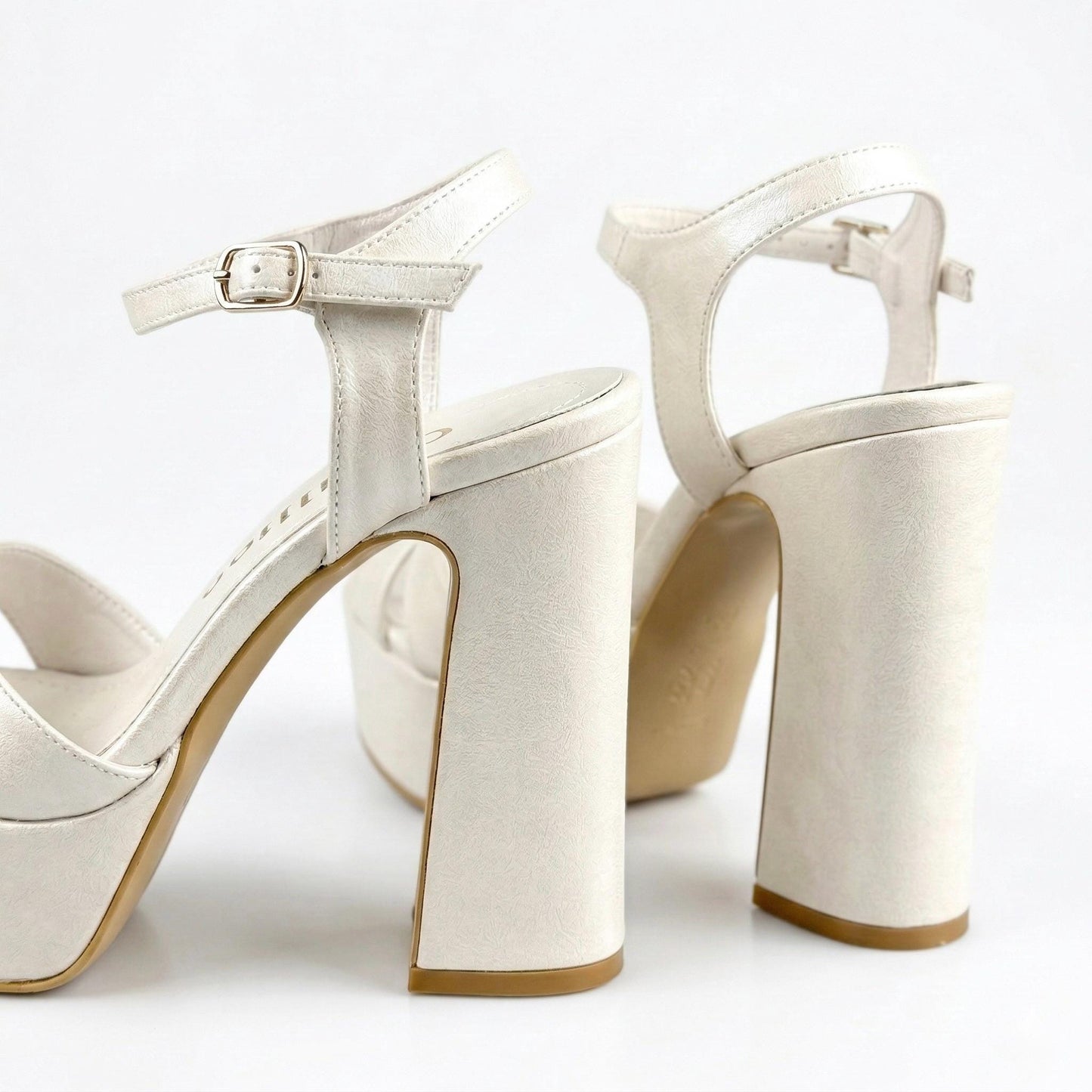 Ivory Platform Bridal Shoes, High Heel Wedding Shoes, Open Toe Ankle Strap Bride Sandals