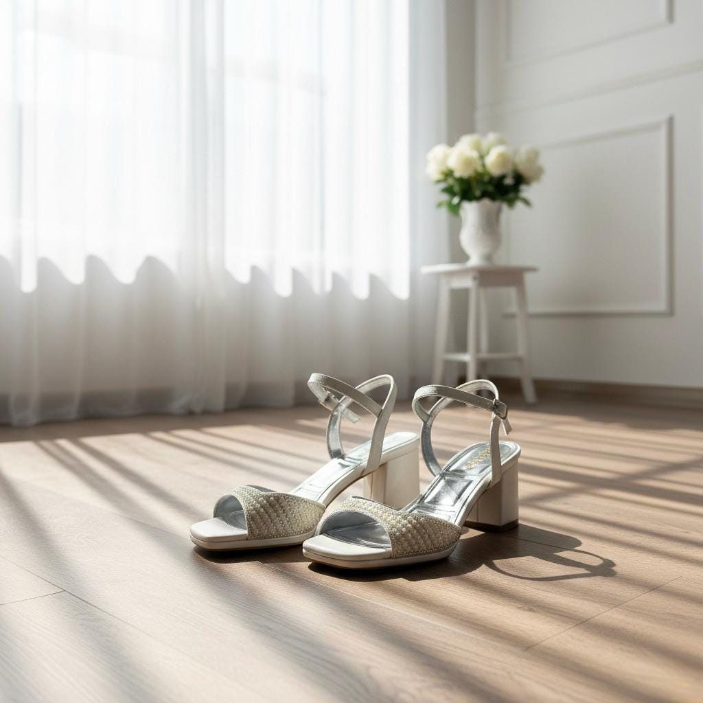 Pearl Low Heel Bridal Shoes, Open Toe Wedding Heels, Bridal Pumps