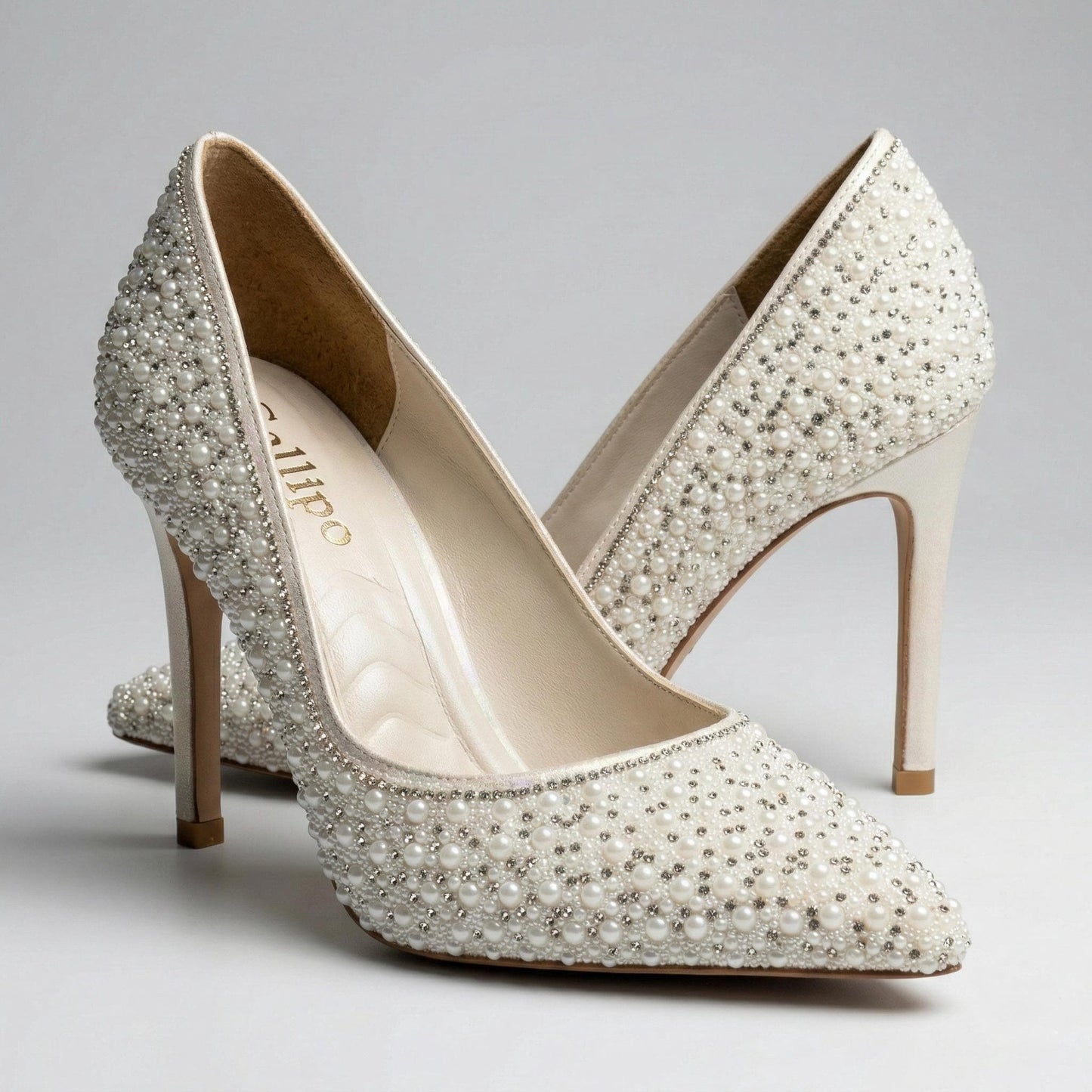 Ivory Pearl Bridal Stiletto Heels, Beaded Wedding Shoes, Elegant High Heel Bride