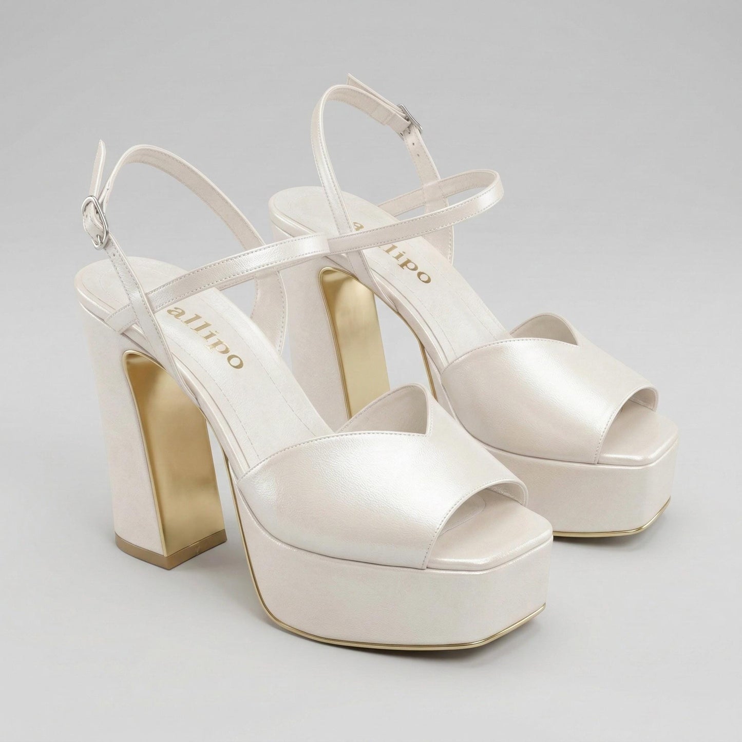 Vintage Platform Bridal Shoes, Block High Heel Wedding Shoes, Open Toe Heels