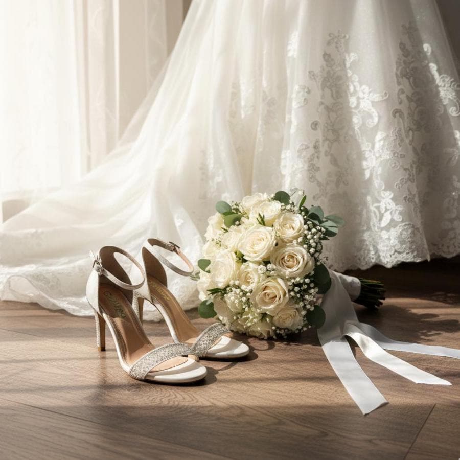 Pearl Crystal Embroidered Bridal Shoes, Ivory Wedding Shoes, Open Toe Bride Heels