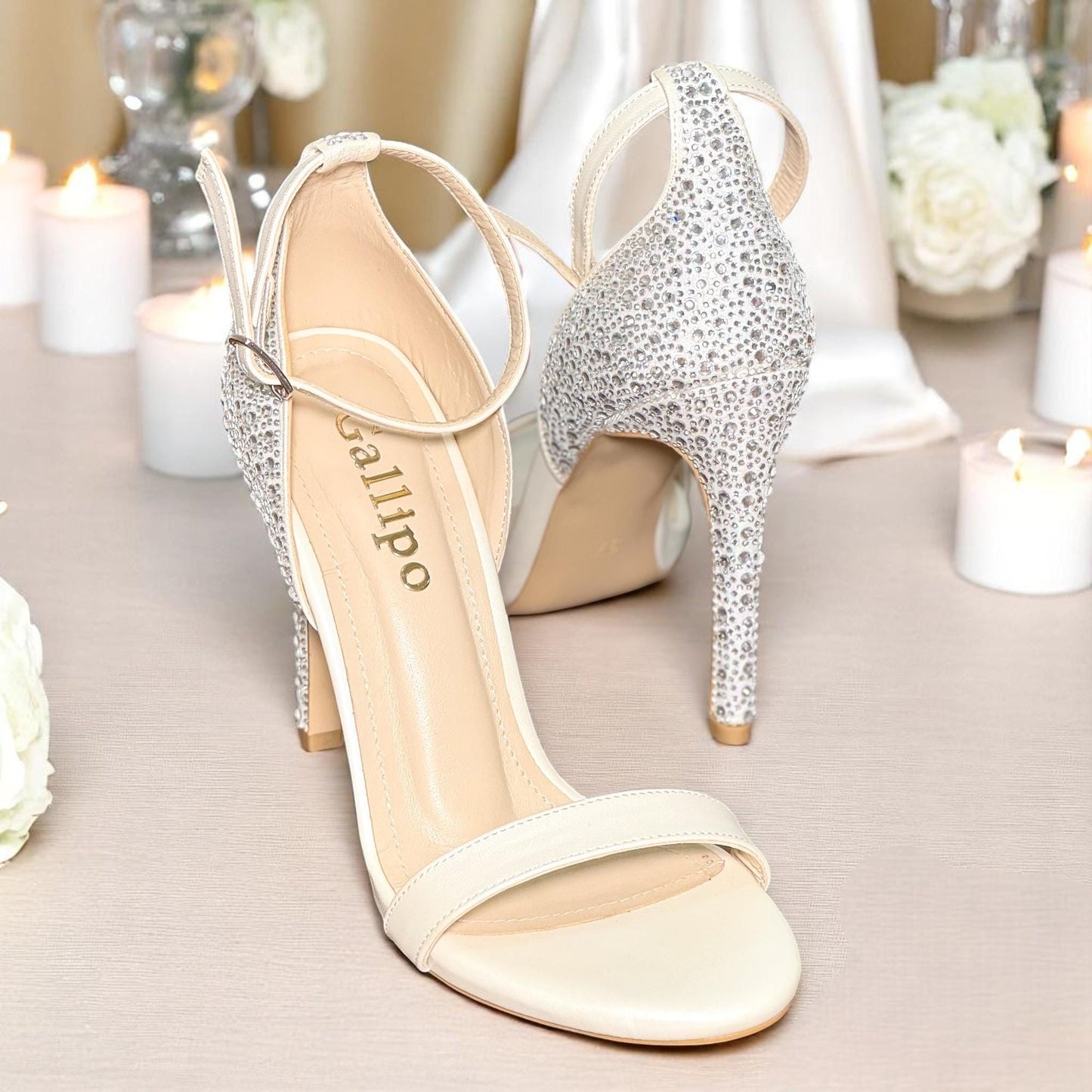 Pearl Rhinestone Bridal Shoes, Sparkly Wedding Shoes, Ivory High Heel Bride Heels