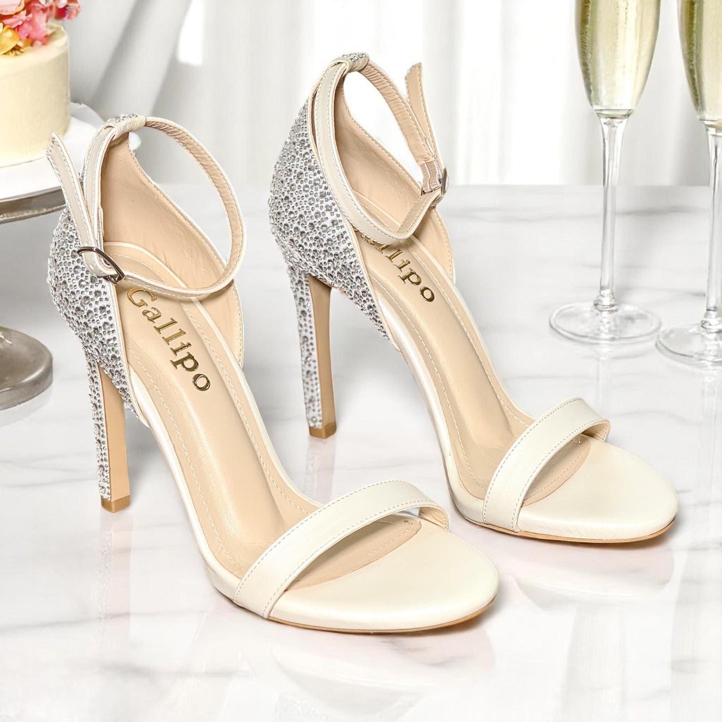 Pearl Rhinestone Bridal Shoes, Sparkly Wedding Shoes, Ivory High Heel Bride Heels