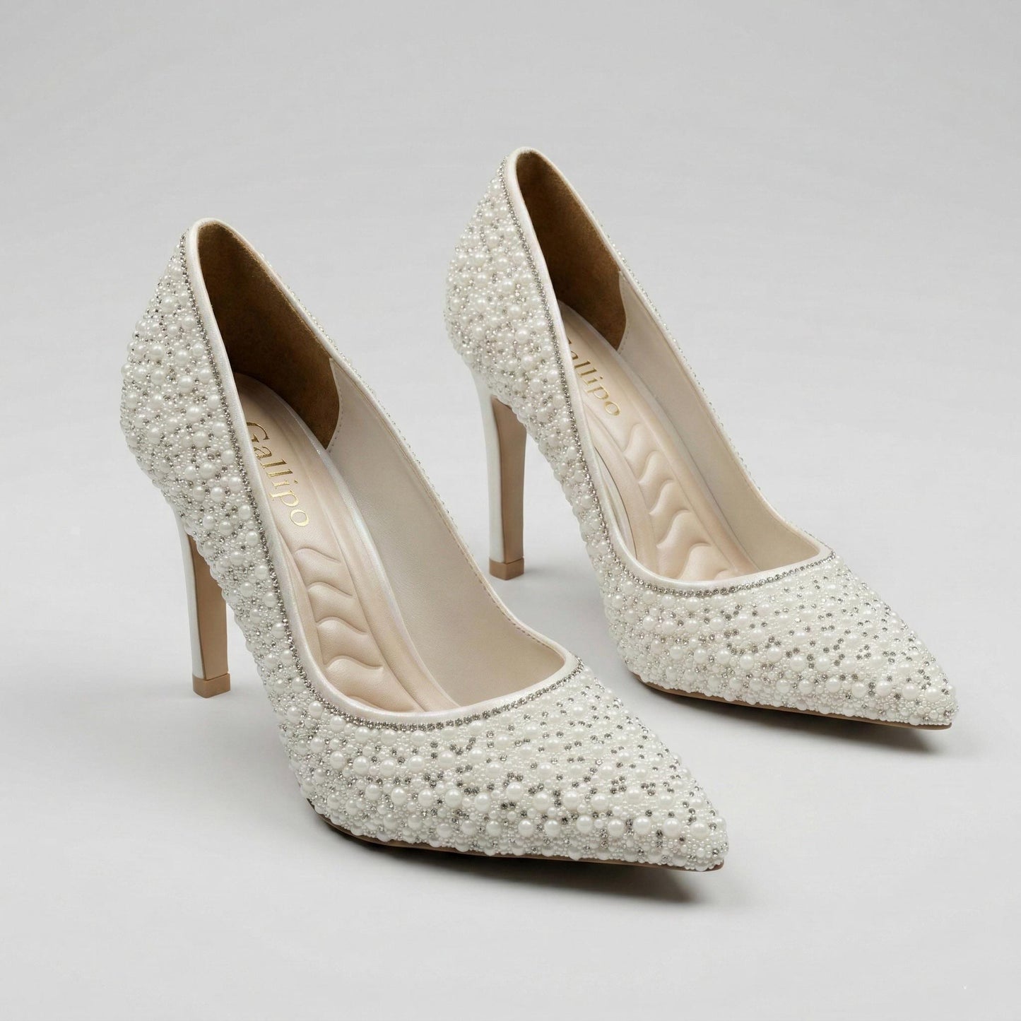 Ivory Pearl Bridal Stiletto Heels, Beaded Wedding Shoes, Elegant High Heel Bride