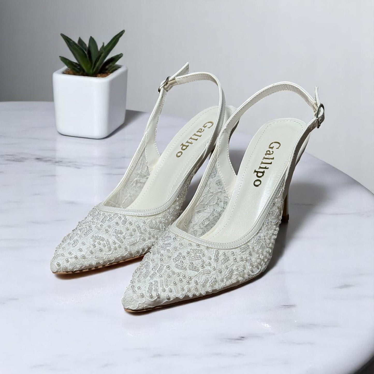 Beaded Lace Bridal Shoes, Ivory Slingback Wedding Shoes, Coach kitten heels