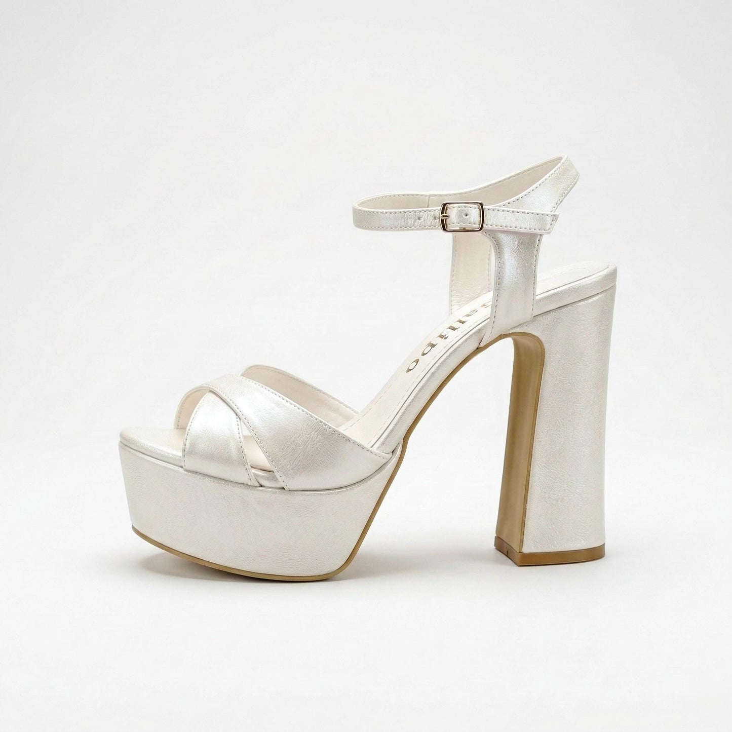 Ivory Platform Bridal Shoes, High Heel Wedding Shoes, Open Toe Ankle Strap Bride Sandals
