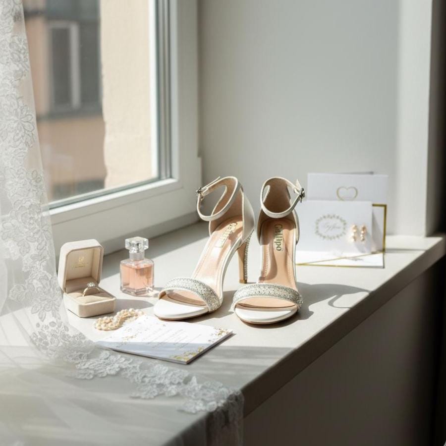 Pearl Crystal Embroidered Bridal Shoes, Ivory Wedding Shoes, Open Toe Bride Heels
