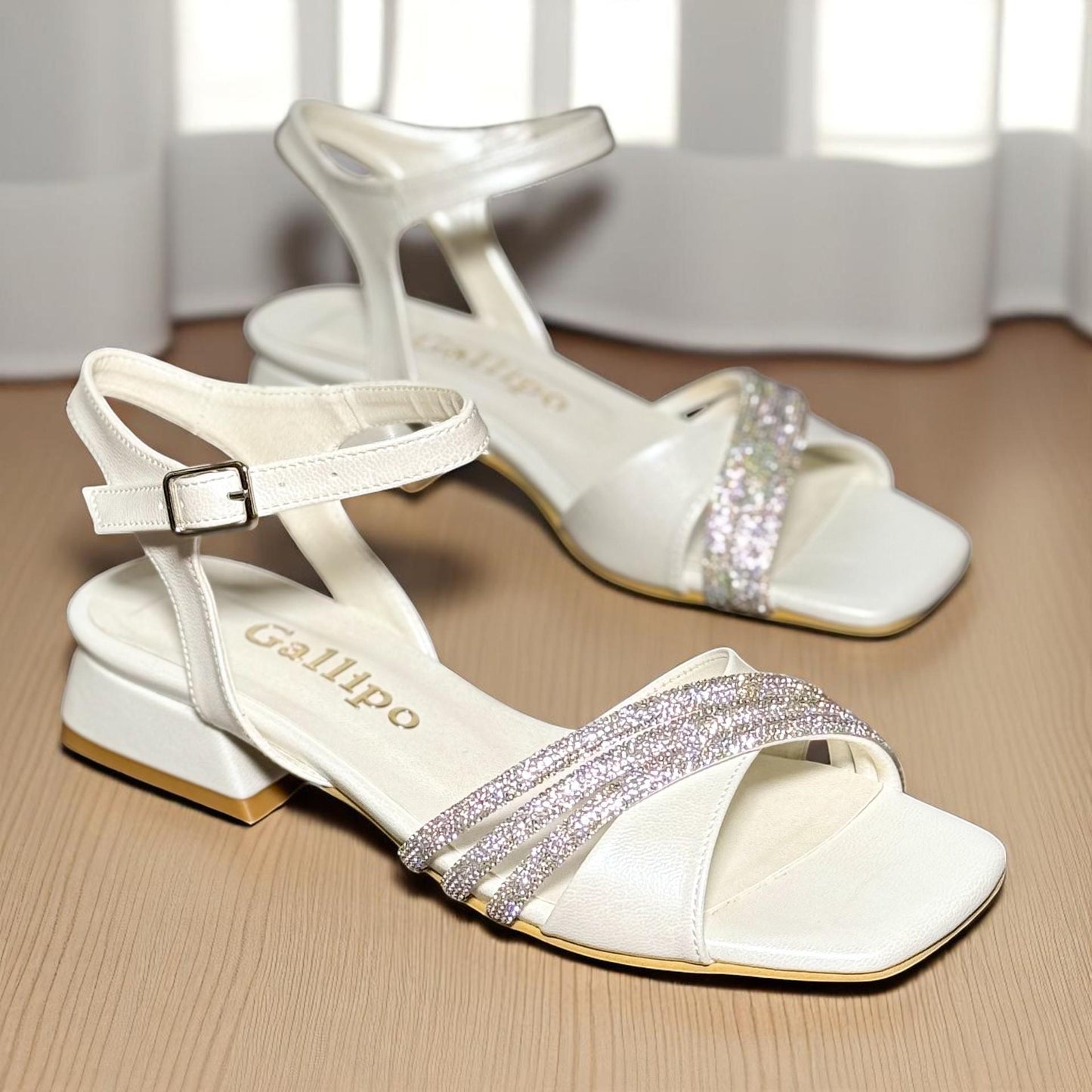Pearl Low Heel Bridal Shoes, Crystal Strap Wedding Shoes, Bride Sandals