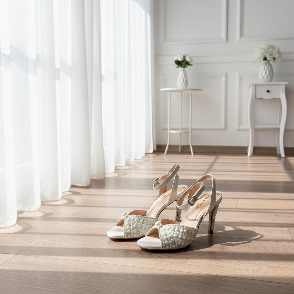 Pearl Embroidered Open Toe Bridal Heels, Elegant Wedding Pumps