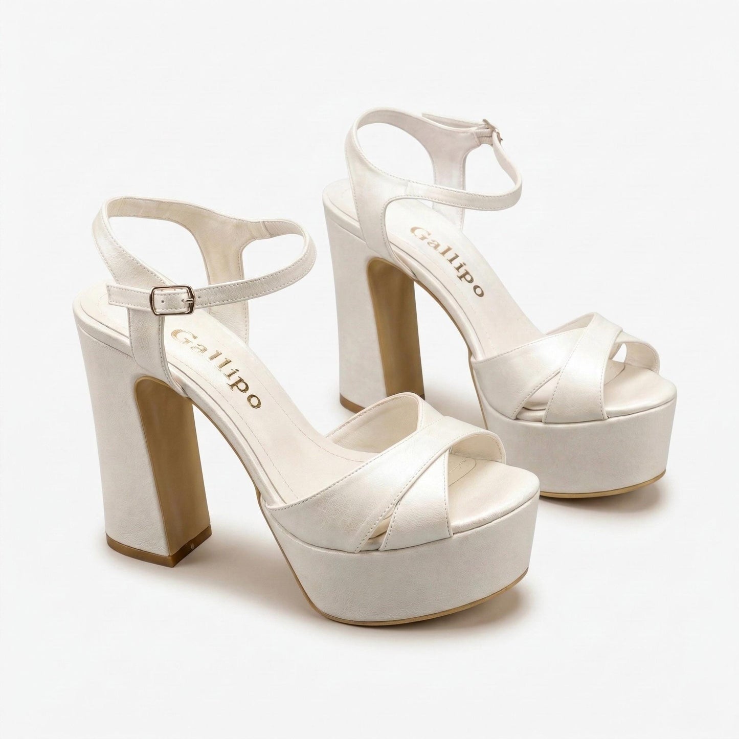 Ivory Platform Bridal Shoes, High Heel Wedding Shoes, Open Toe Ankle Strap Bride Sandals