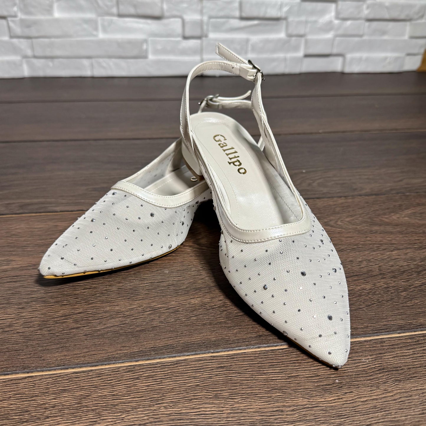 Crystal Mesh Bridal Shoes, Low Heel Wedding Shoes, Sheer Pointed Toe Bride Sandals
