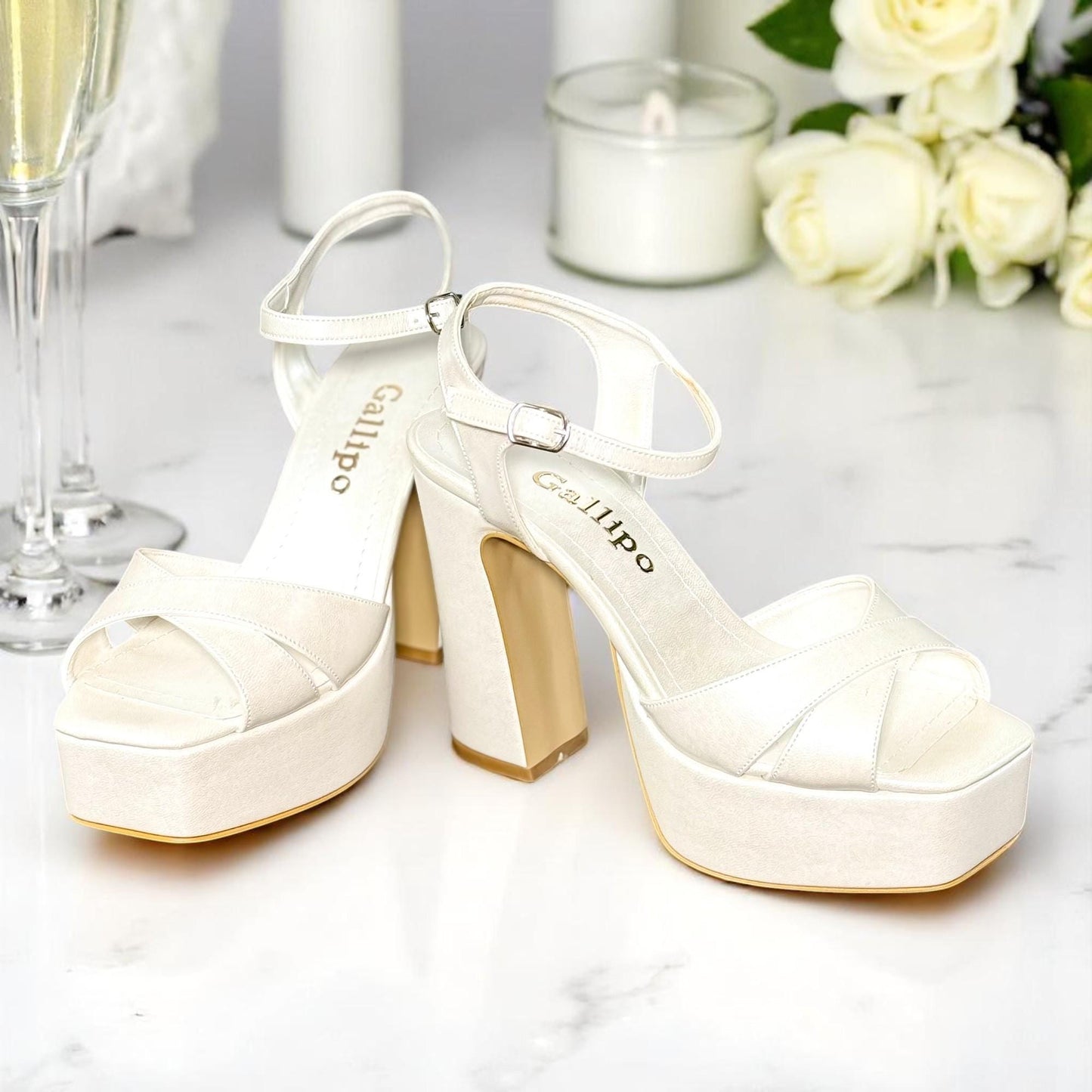 Pearl Platform Bridal Shoes, Comfy High Heel Wedding Shoes, Open Toe Bride Heels