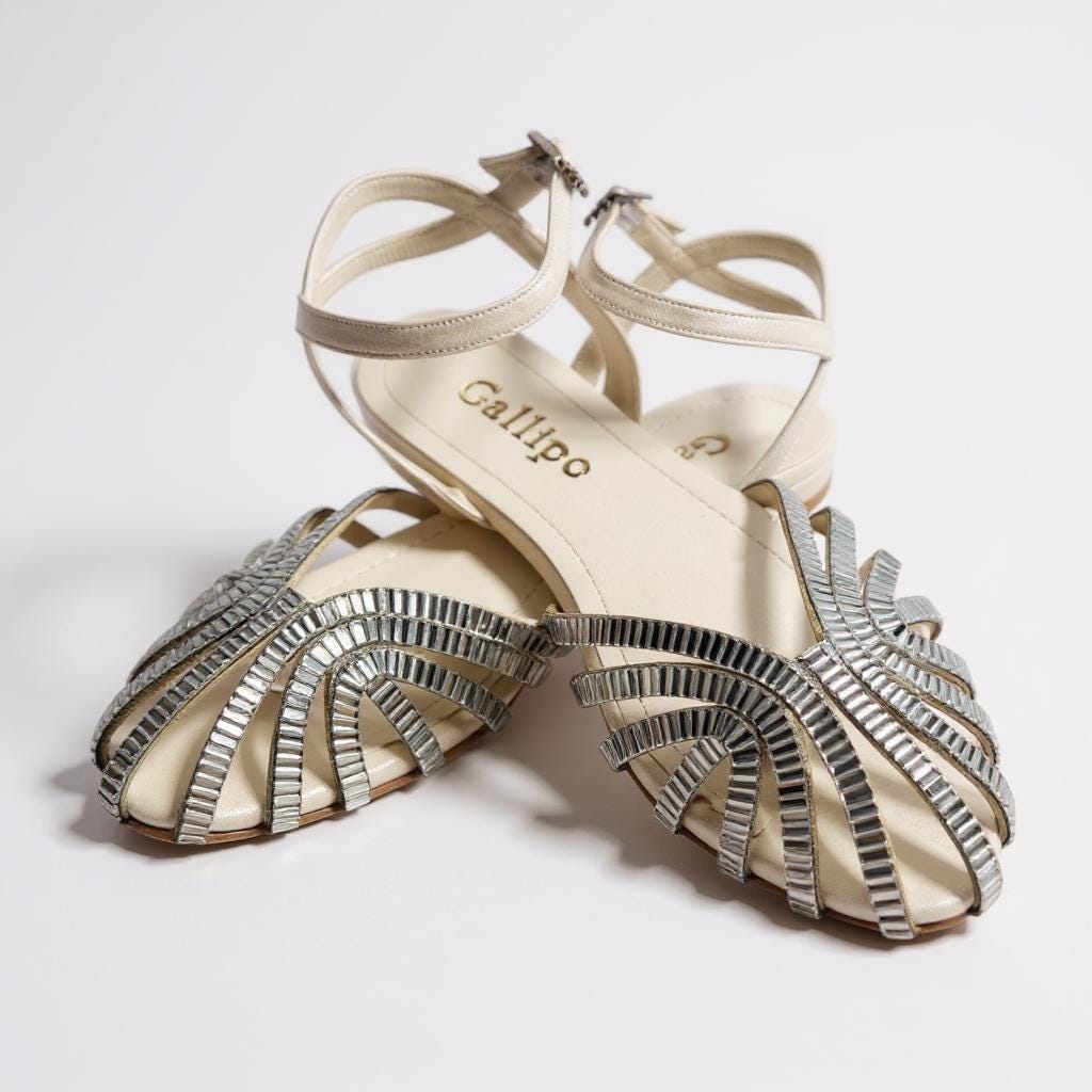 Handmade Pearl Mirror Bridal Sandals, Low Heel Wedding Shoes