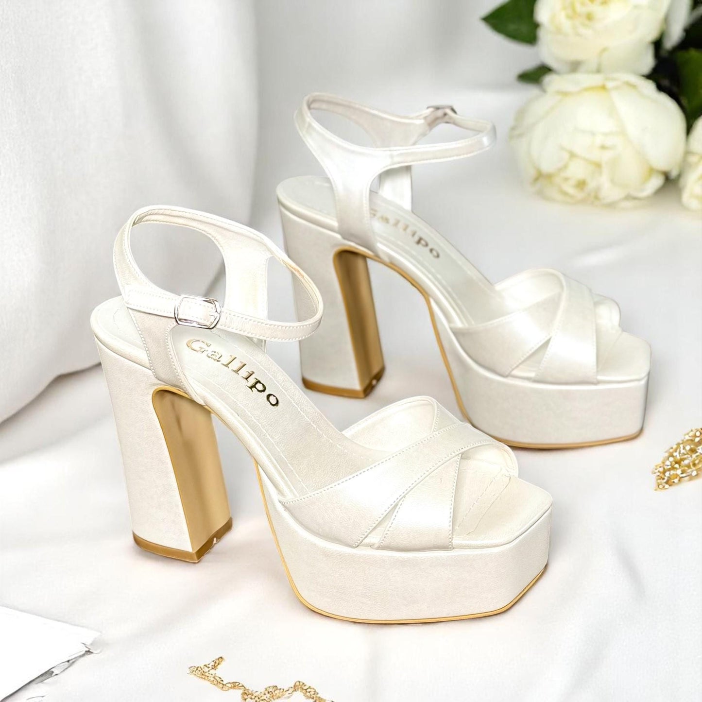 Pearl Platform Bridal Shoes, Comfy High Heel Wedding Shoes, Open Toe Bride Heels
