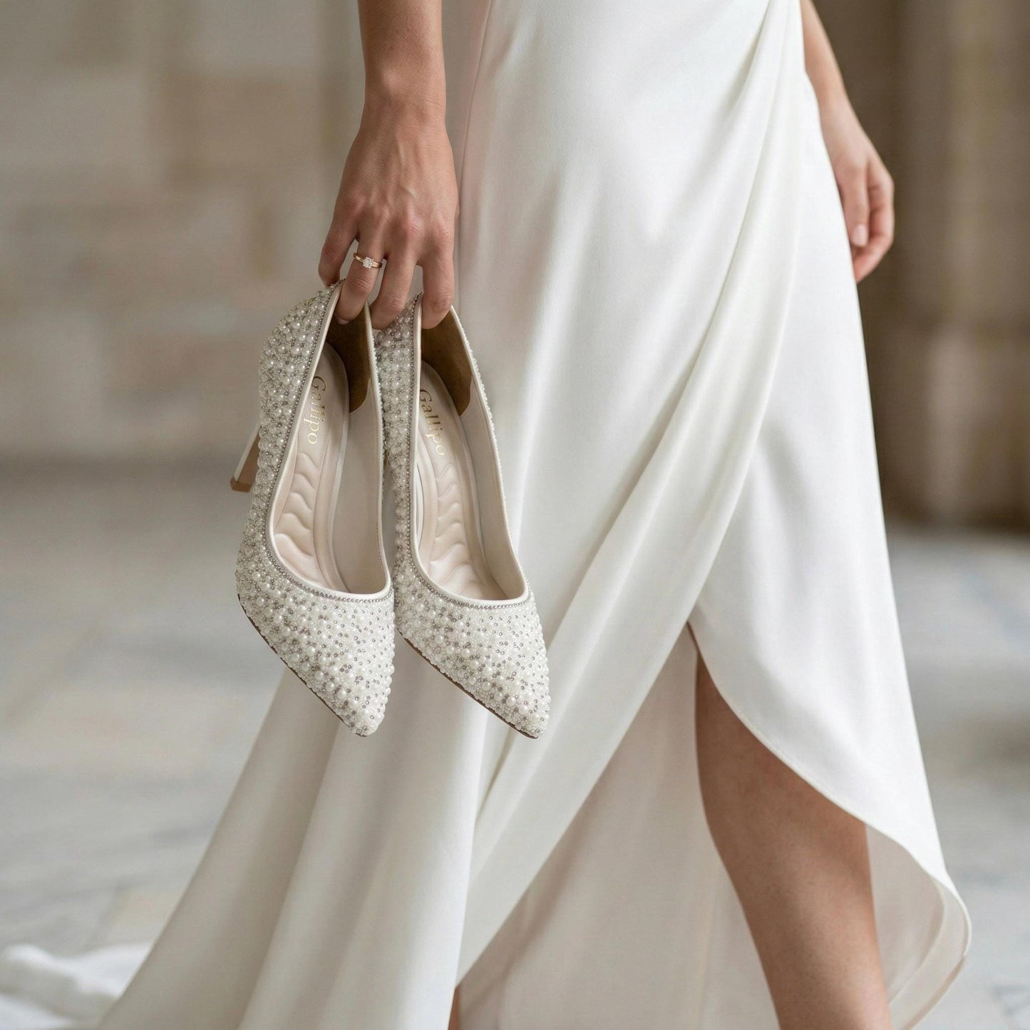 Ivory Pearl Bridal Stiletto Heels, Beaded Wedding Shoes, Elegant High Heel Bride