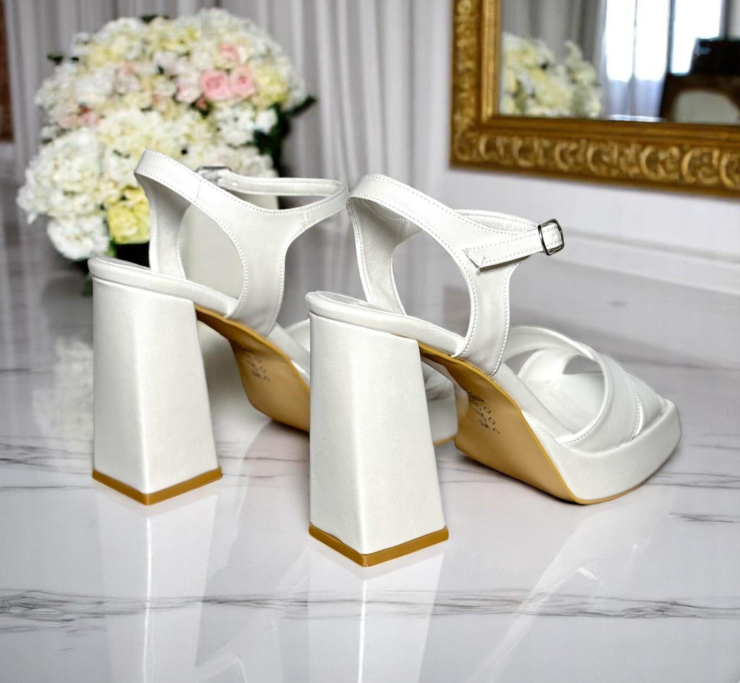 Ivory Platform Bridal Shoes, Comfy Block Heel Wedding Shoes