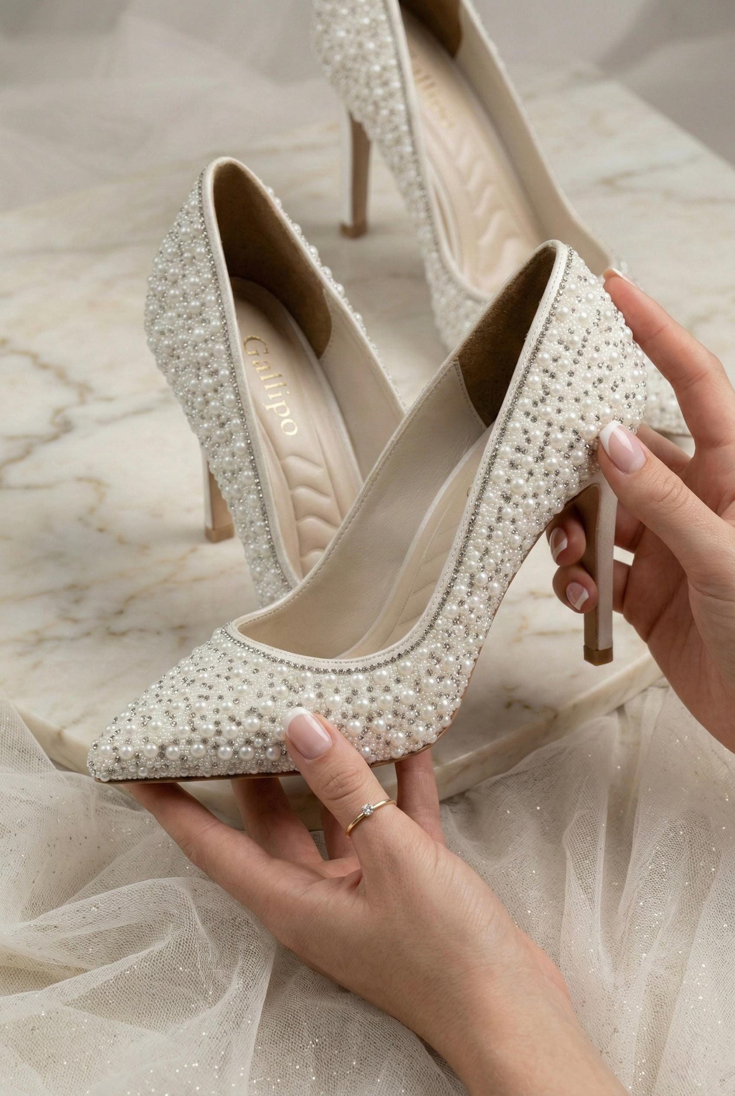 Ivory Pearl Bridal Stiletto Heels, Beaded Wedding Shoes, Elegant High Heel Bride