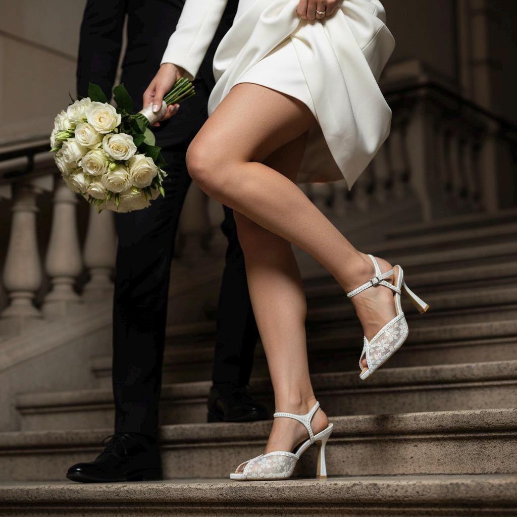 Ivory Mesh Floral Bridal Shoes, Pearl Embroidered Wedding Shoes, Lace Slingback Heels