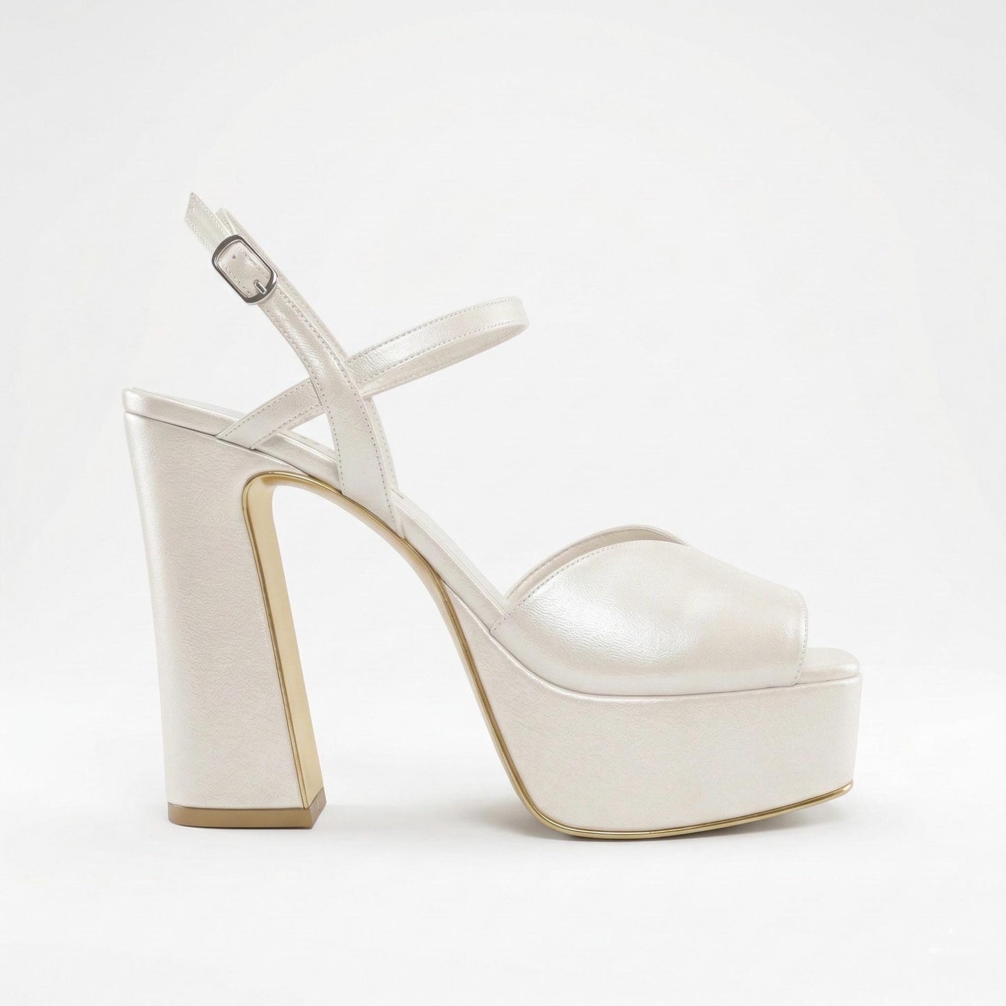 Vintage Platform Bridal Shoes, Block High Heel Wedding Shoes, Open Toe Heels