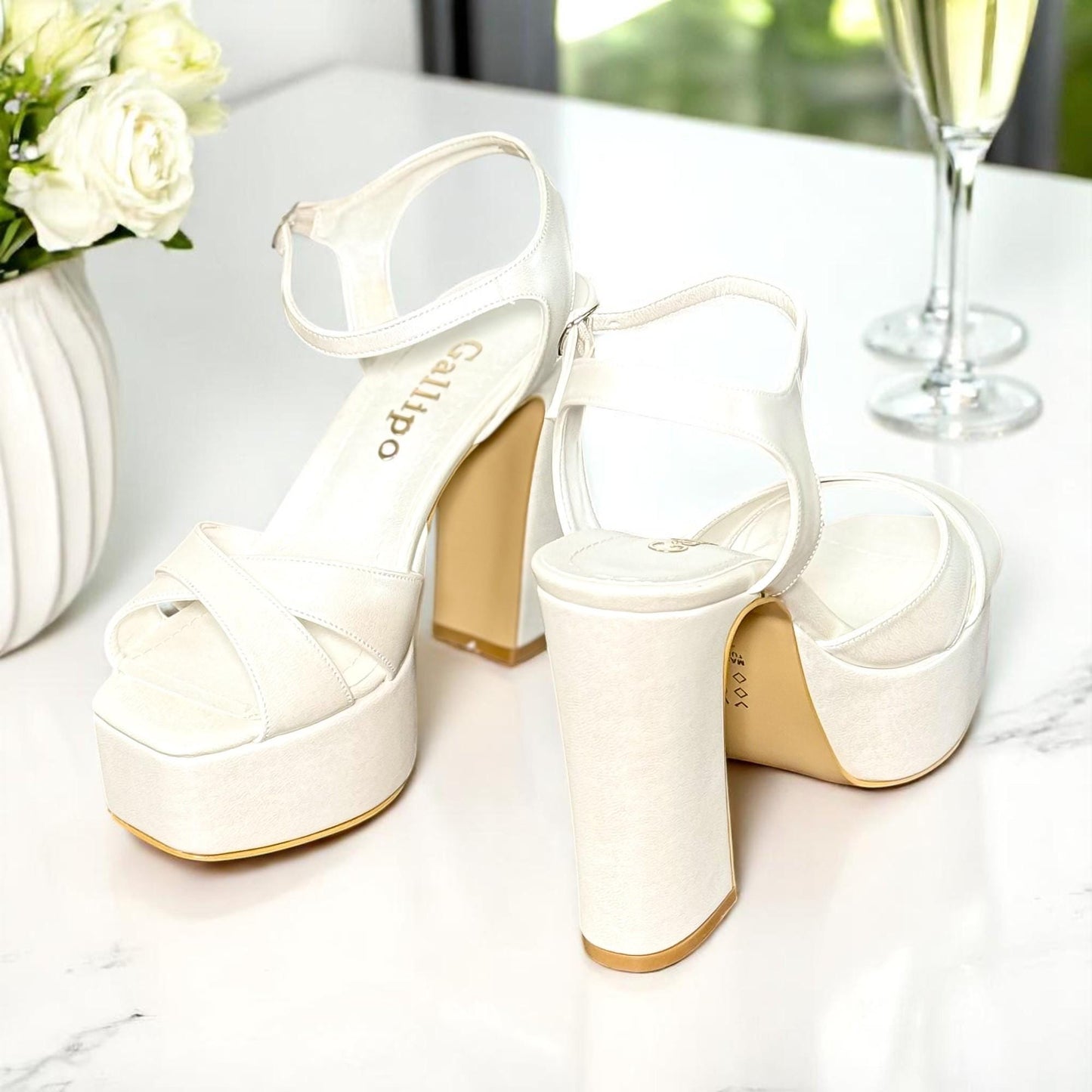 Pearl Platform Bridal Shoes, Comfy High Heel Wedding Shoes, Open Toe Bride Heels